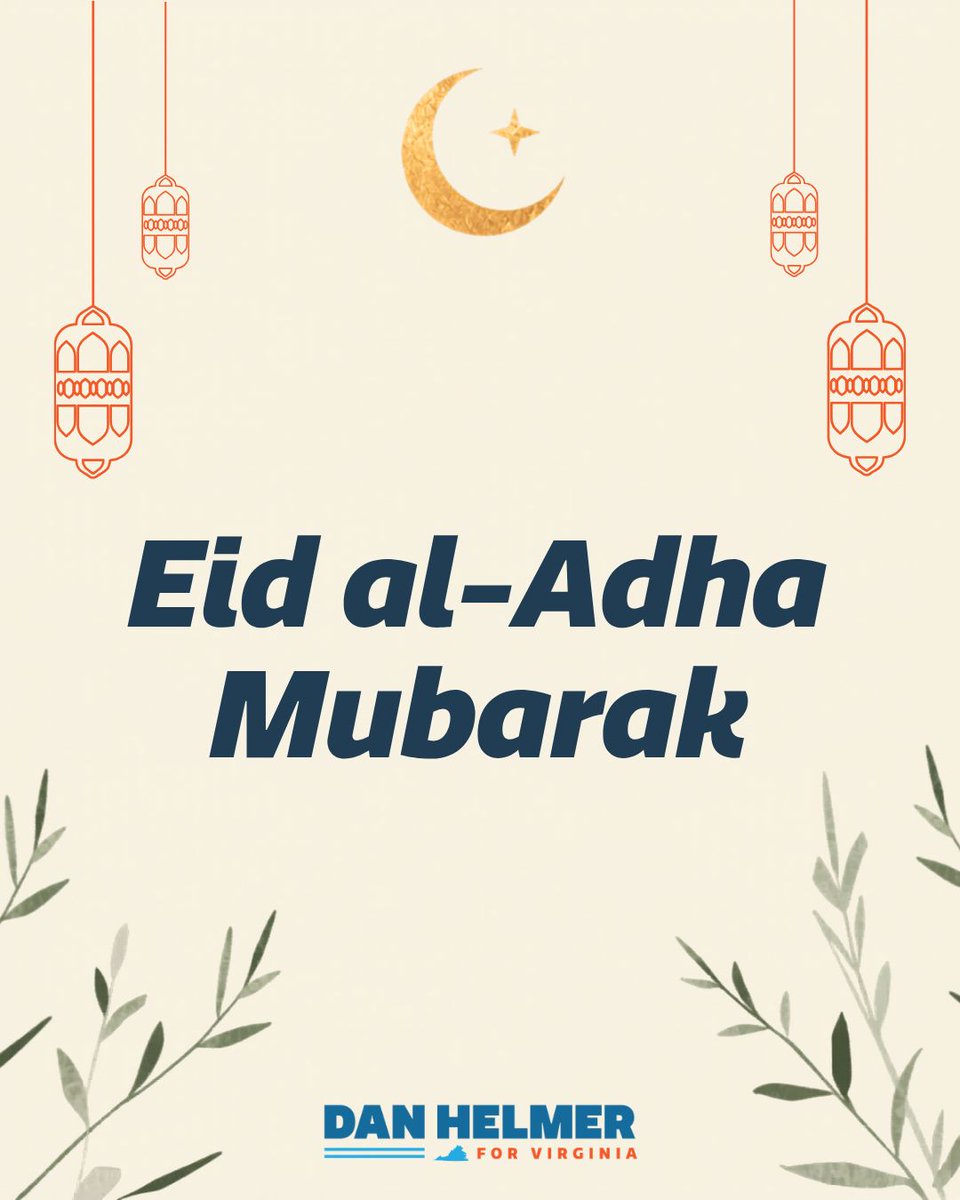 HelmerVA's tweet photo. Wishing a joyful and peaceful Eid al-Adha to everyone celebrating in Virginia and around the world.

May this holiday be filled with reflection, community, generosity, and time with loved ones. Eid Mubarak. https://t.co/a68R621G8a