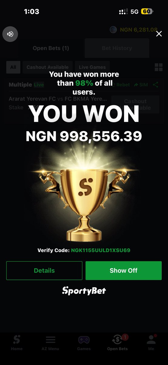 OGofDelta's tweet photo. @39billion 1.1m total win thanks bros you too much https://t.co/0lXV2YV3t4