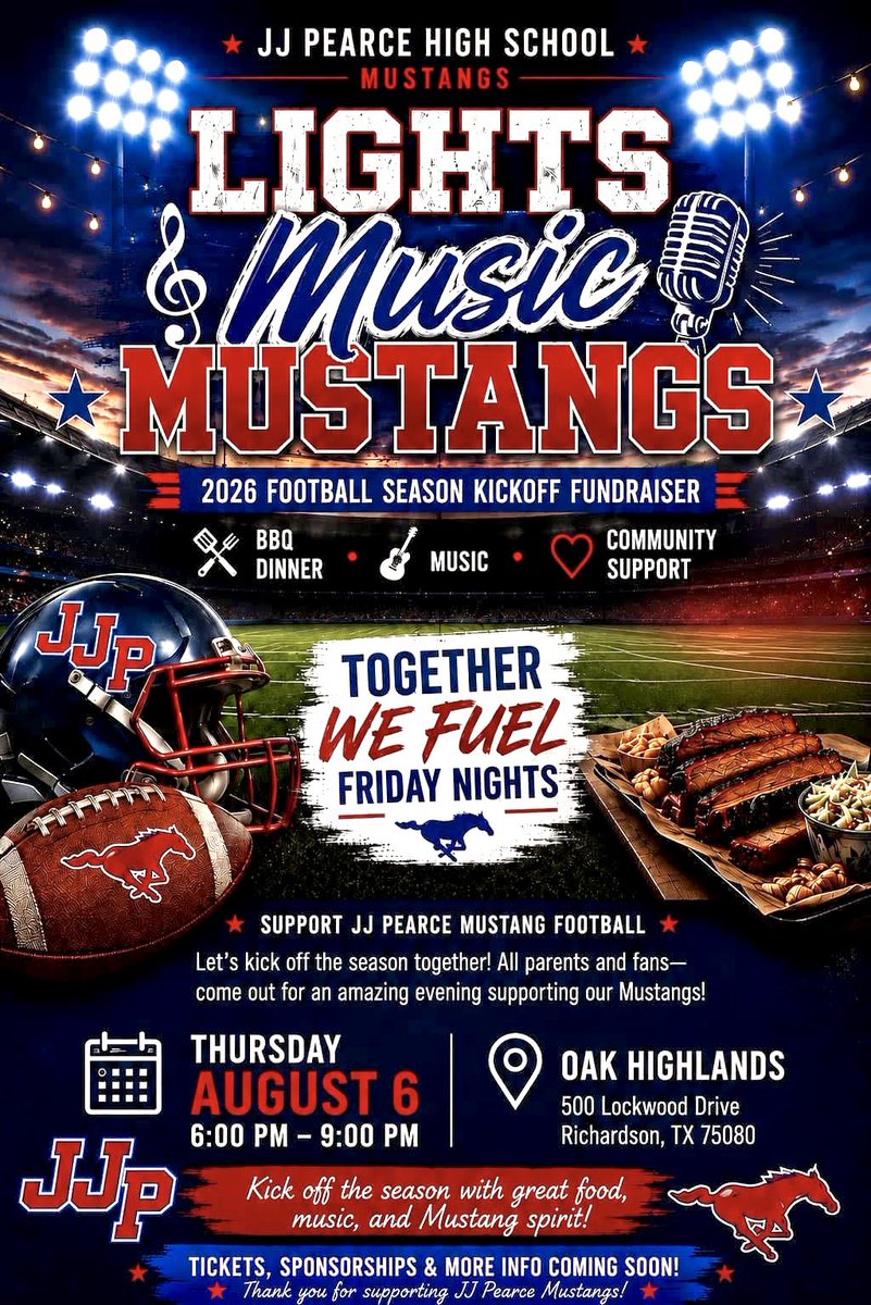JJPearceHS's tweet photo. Save the date, Mustangs! 💙❤️ https://t.co/gYf2E2cadi