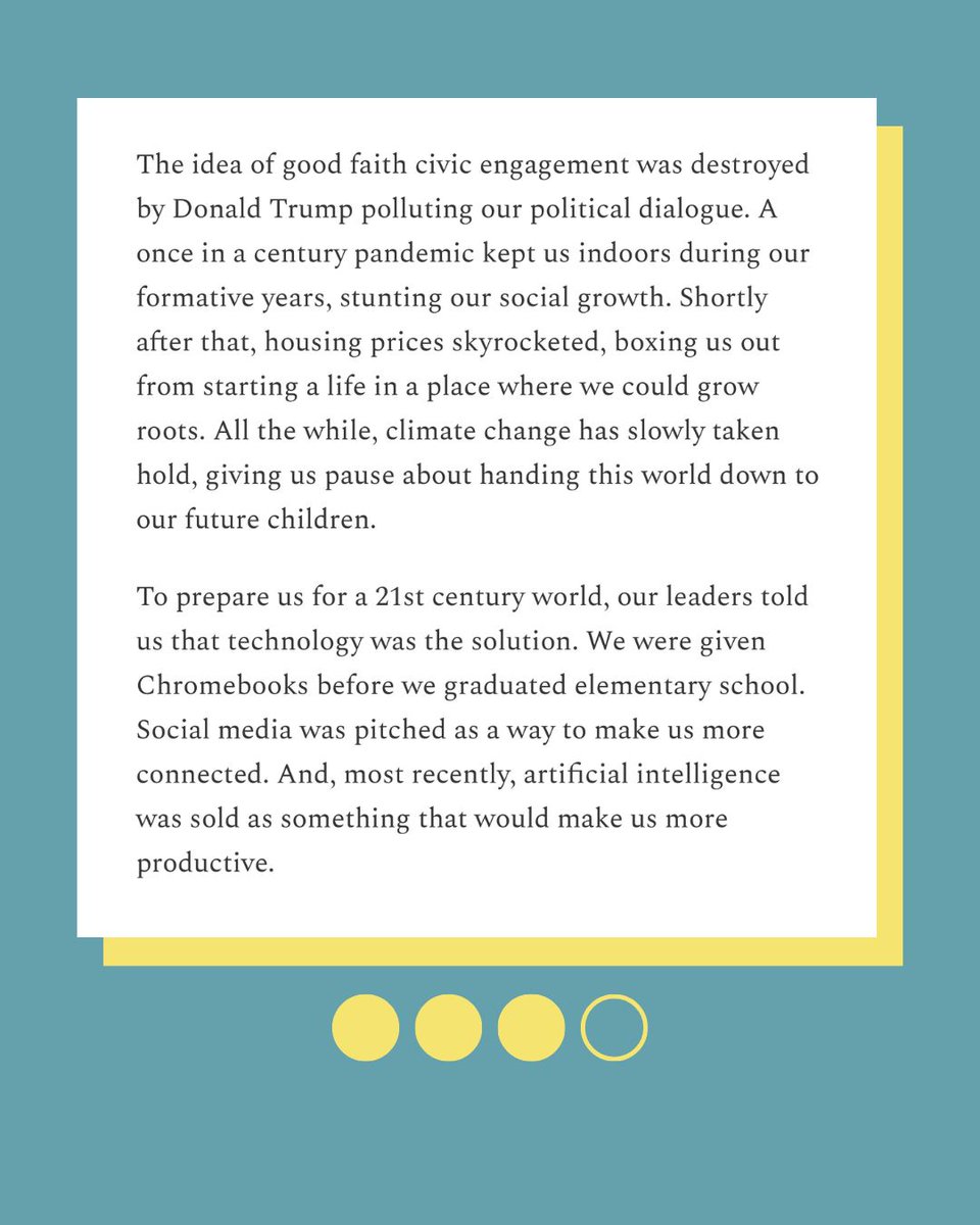 jackforct142's tweet photo. ✍️ Sharing some reflections on my campaign and the issues of young people in my latest writing: "Gen-Z, What This Campaign Was Shaping Up to Be, and What Can Still Be Done."

"Gen-Z’s perception of politics is one of cynicism. https://t.co/WtWChewvM5