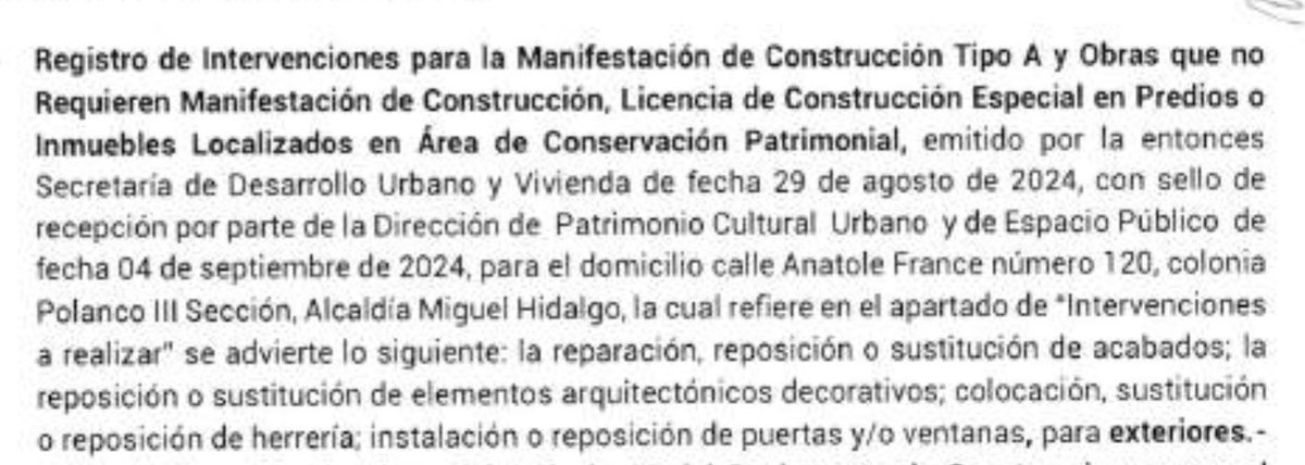 lavozdepolanco's tweet photo. La resolución de @PAOTmx sobre #AnatoleFrance120 confirma lo que vecinos denunciamos desde hace tiempo: el uso de suelo para casino en este inmueble está prohibido. Además, las obras de ampliación realizadas no fueron registradas ante el INBA ni ante la @AlcaldiaMHmx , acumulando irregularidades que no pueden normalizarse ni ignorarse. #Polanco no puede convertirse en una zona donde la ley urbana se aplique selectivamente. Exigimos a las autoridades actuar con firmeza, transparentar este caso y garantizar el cumplimiento de la normatividad vigente @mauriciotabe .