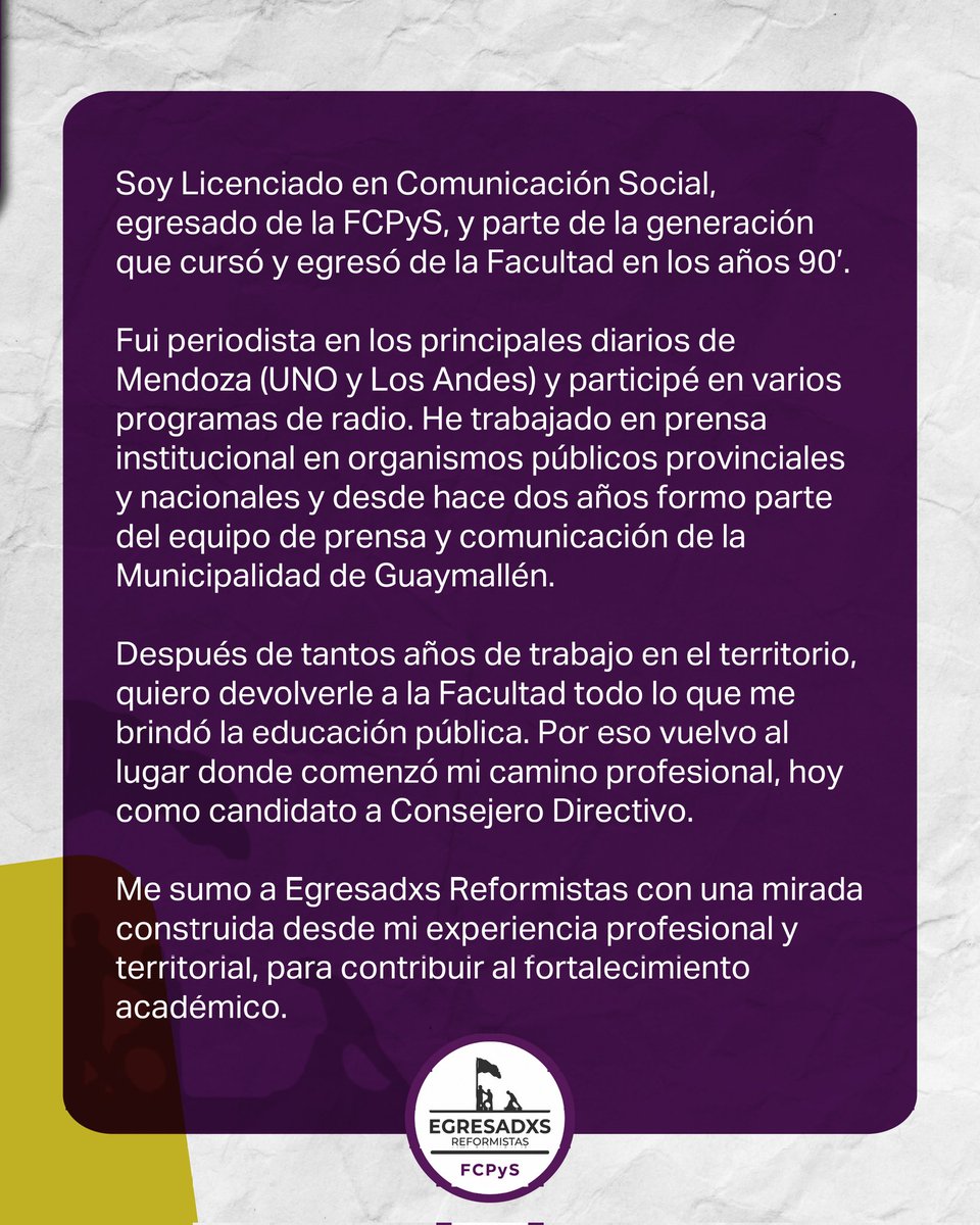 ReformistaFCPyS's tweet photo. Somos Puente hacia la Universidad Nacional de Cuyo que se viene.

🟩 Este 9 de junio para la Facultad 
💚 Elegí compromiso y gestión 
🗳 Votá #EgresadxsReformistas y @FrentePluralFcp. 

🟪 Para la Universidad
💜 Sumemos fuerza
🗳 Votá #EgresadosporlaUniversidadPublica y #Sumar. https://t.co/kHH9pN6xIX