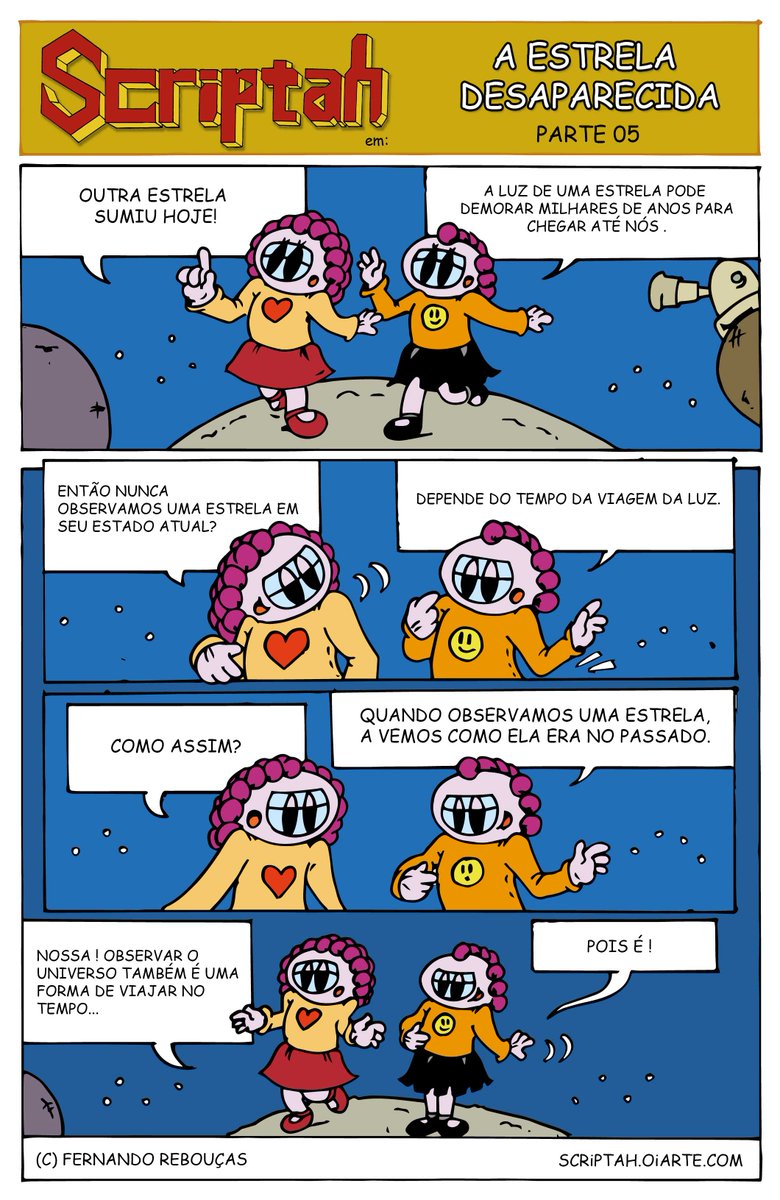Scriptah1's tweet photo. O que faz uma estrela desaparecer do céu?
Junte-se à turma de Scriptah em mais uma aventura espacial cheia de mistérios, ciência e imaginação! 
👉 Acesse a página principal da série:
https://t.co/tTdCLHCxkq
👉 Leia agora a nova página:
https://t.co/tQAGnRZOgs -
#astronomia https://t.co/DssBS5z4xI