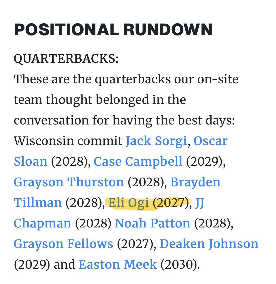 eli_ogi's tweet photo. Thank you @AllenTrieu for recognizing me as a top performer at the @UANextFootball camp in Chicago!

@TomLoy247 @BenjiKamrath @nextlevelqba @QBCoachHolc @PeytonKlundSEMO @samspiegs @SWiltfong_ @GregSmithRivals @ChadSimmons_ @Hayesfawcett3 @CoachRWeiner  @MJ_NFLDraft @KyleOhradzansky