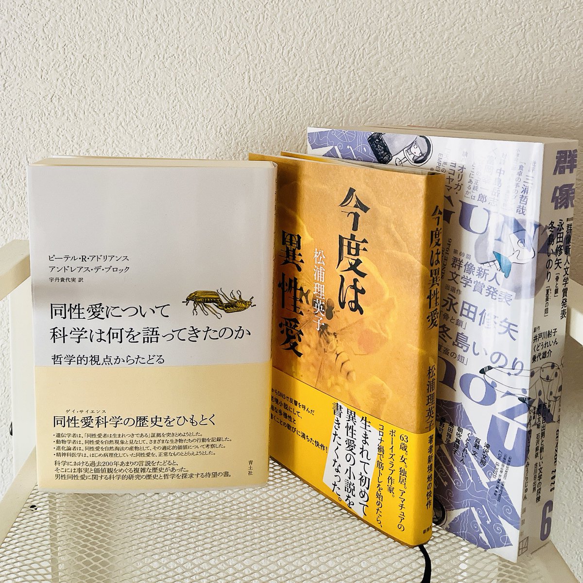 ami_ena's tweet photo. うかうかしてると次の号が出ますが、「群像」6月号の「人文のツボ」では『同性愛について科学は何を語ってきたのか』（青土社、宇丹貴代実訳）を紹介しました。松浦理英子『今度は異性愛』（新潮社）のシャープさにはっとし、連鎖的にこちらを読みました。原タイトルは「Of Maybugs（虫） and Men」 https://t.co/vx7oRF2Epr