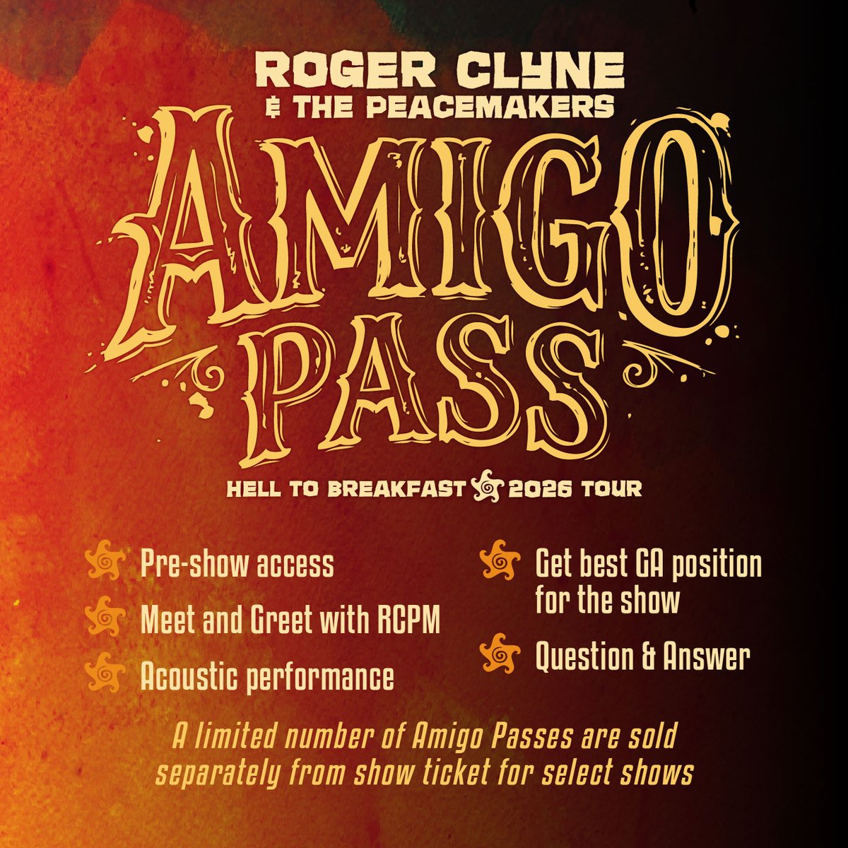 azpeacemakers's tweet photo. Let's rock and start the party early! Amigo passes now available at participating venues on the #HellToBreakfast tour. Check it out here: https://t.co/QJ6m0xLcKh https://t.co/0GkpZilaQO