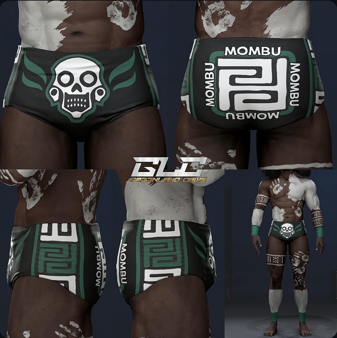 RocLee_'s tweet photo. "MOMBU" ✅AVAILABLE NOW✅ just type in the hashtag GR33NLAND (1st Attire:Heel) (2nd Attire:Face) GamerTag:GR33NLAND Follow On ALL SocialPlatforms @gr33nlandcaws #WWE2K26 #Wrestlemania #wweraw #smackdown #wweclash https://t.co/8fY5BjGH1K