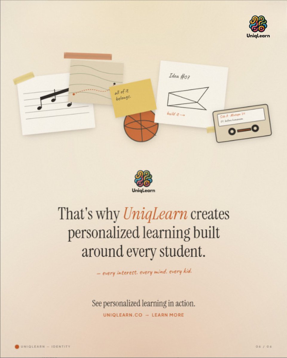 UniqLearn's tweet photo. Students engage differently when learning reflects who they already are.

The goal isn’t to make students fit learning.
It’s to make learning connect with students. https://t.co/yMvtDSZupG