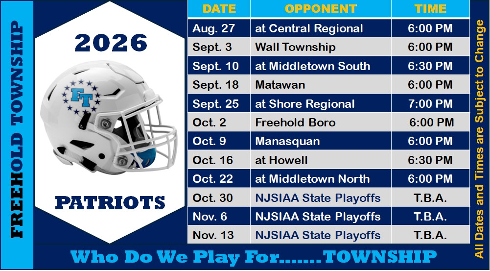 FTHSfootball's tweet photo. Revised Schedule 🏈 Time Changes 🏈 We will now have a 6:00 PM kickoff for home games. #1BEAT  Who Do We Play For.......TOWNSHIP https://t.co/8og4fkj1L2