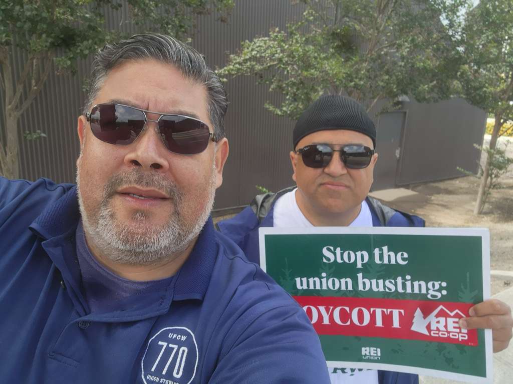 UFCW770's tweet photo. The REI Boycott may be over, but the fight for justice on the job continues! Over the past two weeks UFCW 770 members, allies and community supporters stood in solidarity. Stand with  REI workers and keep the momentum going as  they push forward for a fair first contract! https://t.co/QWux4FJVD0