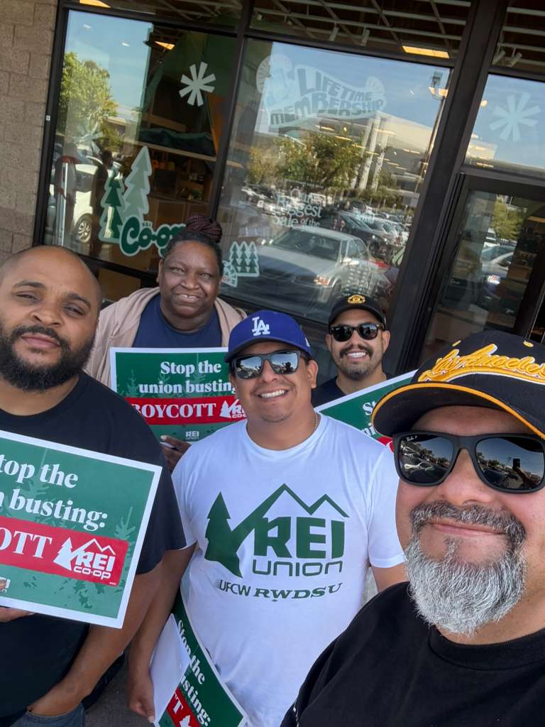 UFCW770's tweet photo. The REI Boycott may be over, but the fight for justice on the job continues! Over the past two weeks UFCW 770 members, allies and community supporters stood in solidarity. Stand with  REI workers and keep the momentum going as  they push forward for a fair first contract! https://t.co/QWux4FJVD0