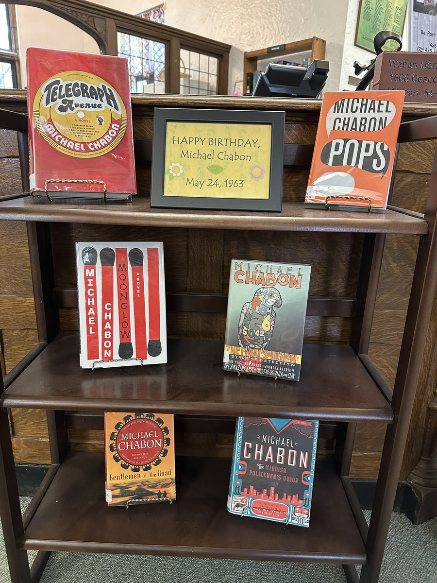 WabanLibrary's tweet photo. Check out our display of books by Michael Chabon, who celebrated his birthday on Sunday 🎉 https://t.co/0GGstHdvwT