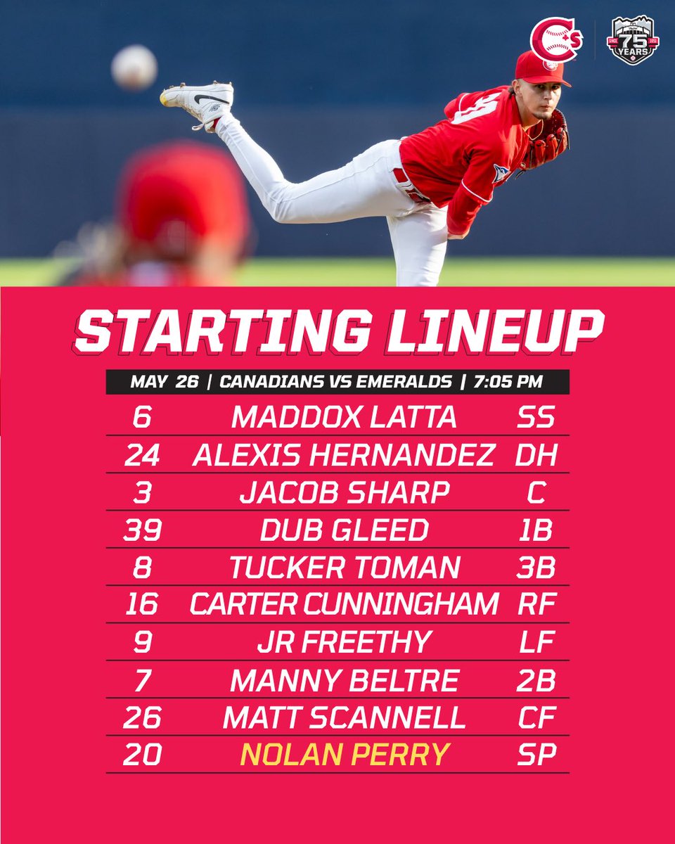 vancanadians's tweet photo. 75th Anniversary Tuesday, a Mounties Pennant Giveaway AND 75 cent hot dogs? It’s gonna be a great night 😎

⚾️ 7:05pm
🏟️ The Nat
📻 https://t.co/zTVwIqMVsH (alt feed then radio)
📺 Bally Sports Live &amp; https://t.co/UkSZZvjnjD https://t.co/Kw22wPhPOj