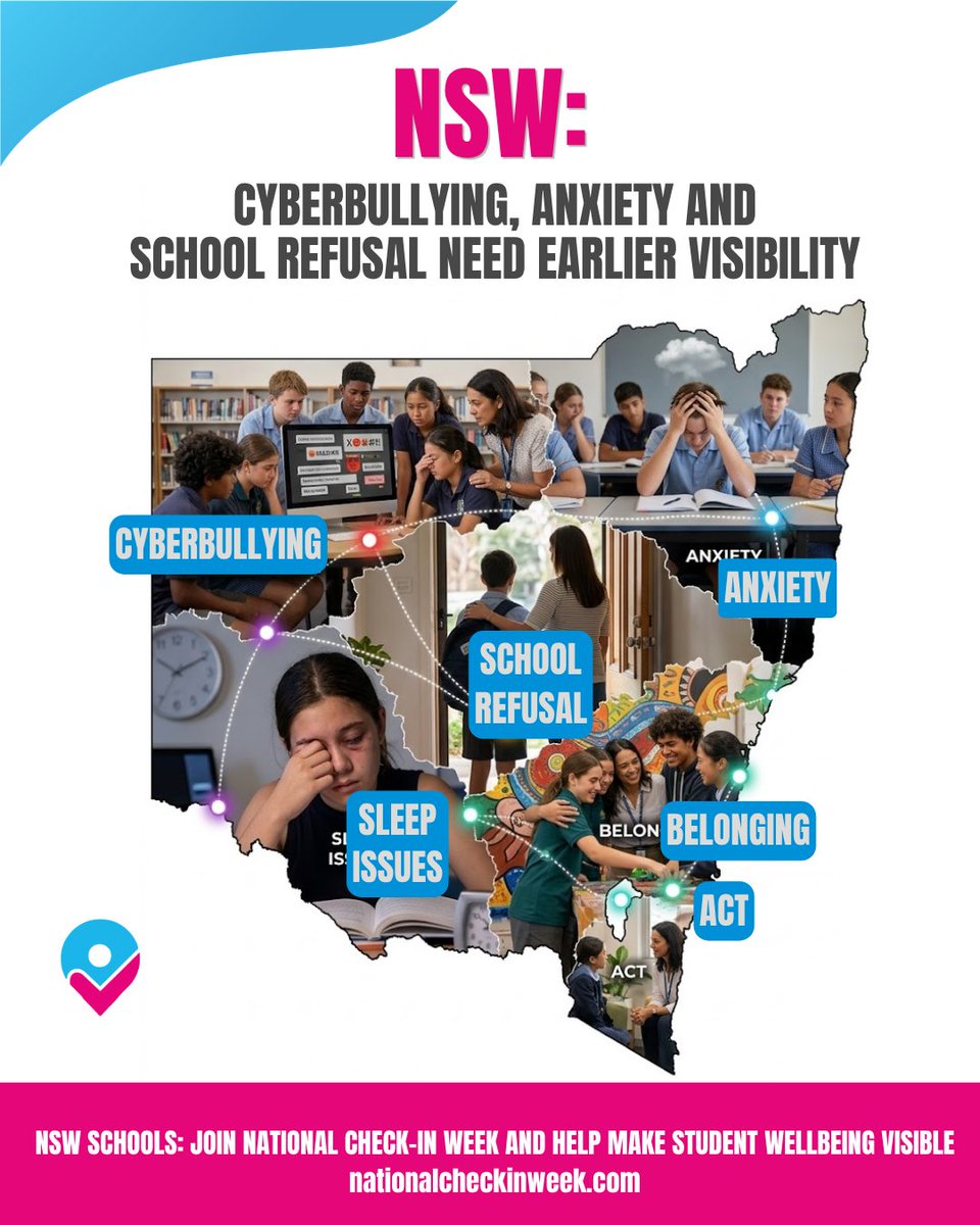 CheckInWeek_'s tweet photo. NSW schools: student wellbeing concerns are growing.

National Check-In Week helps schools see the whole child sooner through student voice and real insight.

Join free: https://t.co/2dK3IsGc8e

#NationalCheckInWeek #StudentWellbeing https://t.co/0BtbdyaVz8