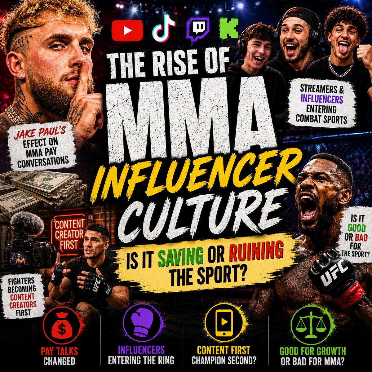 Jason_Floyd's tweet photo. Tomorrow on The MMA Report Podcast (4p ET/1p PT on YouTube, X, and Facebook)...

Daniel and I will discuss the rise of MMA influencer culture. From Jake Paul's effect on MMA pay conversations, streamers/influencers entering combat sports, and whether this is good or bad for the sport.