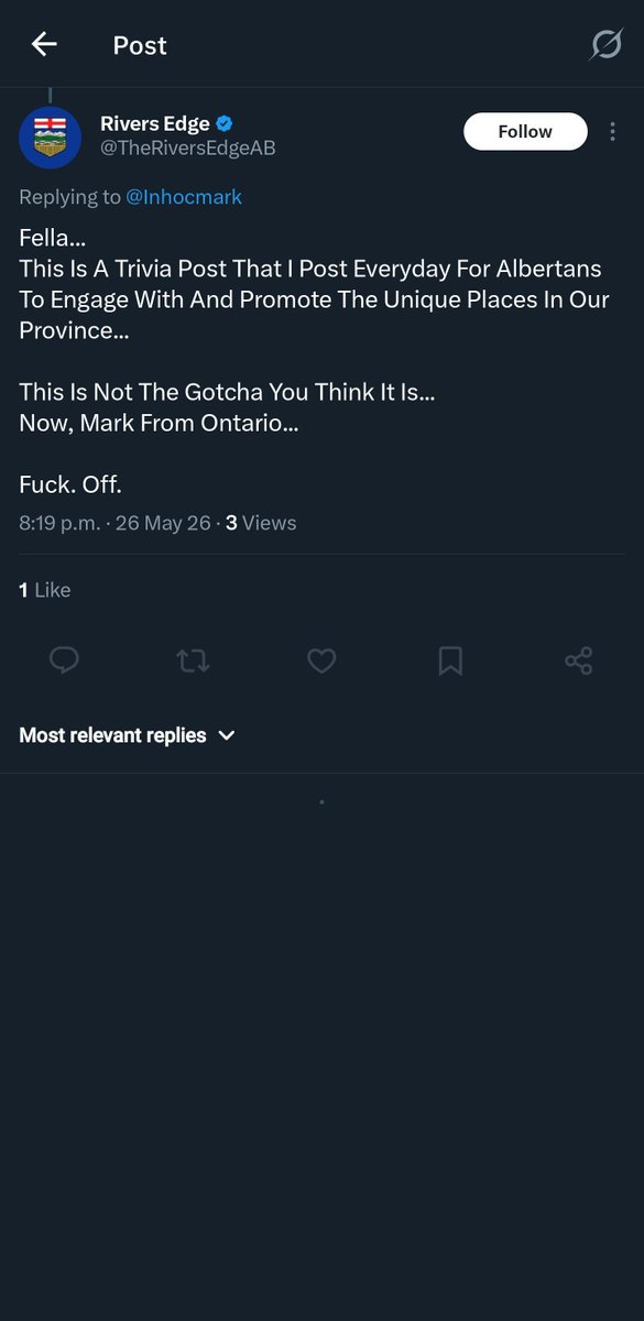 Inhocmark's tweet photo. @dmacpher Yep if it wasn't the gotcha I thought it was, he wouldn't need to block.   Man, these Alberta separatists are sawft. https://t.co/bKdJmU0sfw