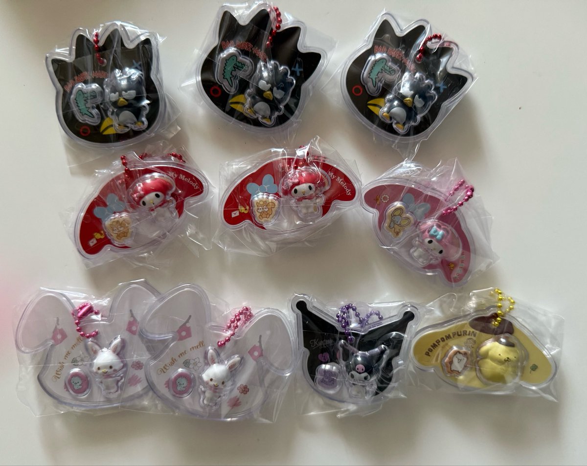 kk6v6's tweet photo. サンリオキャラクターズ
パッケージチャーム&amp;チョコボーロ
サンリオ 食玩 交換

譲 ウィッシュミーメル、マイメロ
     バッドばつ丸、クロミ、ポムポムプリン
     シークレットマイメロ

求  キティor定価買取

札幌手渡しor郵送でのお取引
リプまたはDMお願い致します。 https://t.co/UiQItvVATg