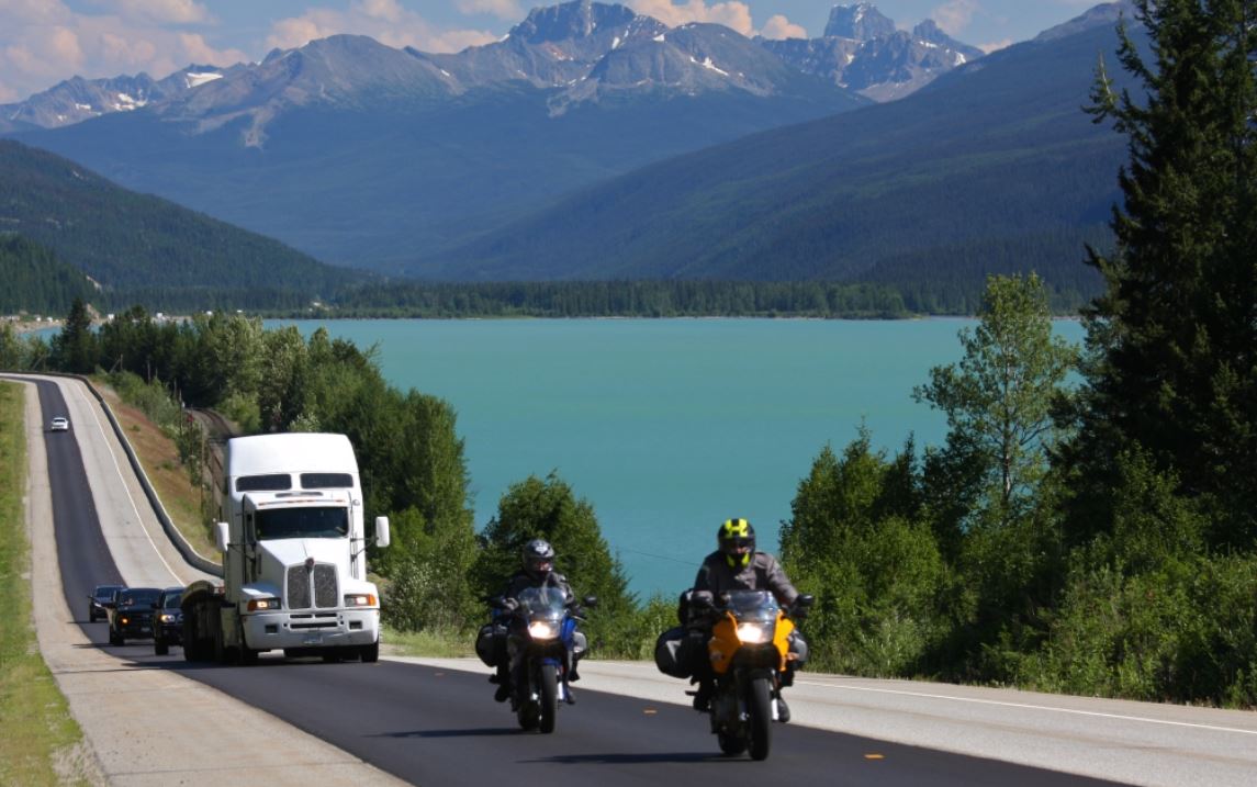 DriveBC's tweet photo. Slow down and give yourself extra time to get to your destination. It’s not worth the risk to yourself, and to others. Speeding is the leading contributing factor to fatal crashes in #BritishColumbia. The faster you go, the longer it takes to stop thus the more dangerous a crash can be. Factor in big vehicles, and other vulnerable road users like motorcycles🏍️🦌#BCWildlife - and there is always time to slow down and drive with care.