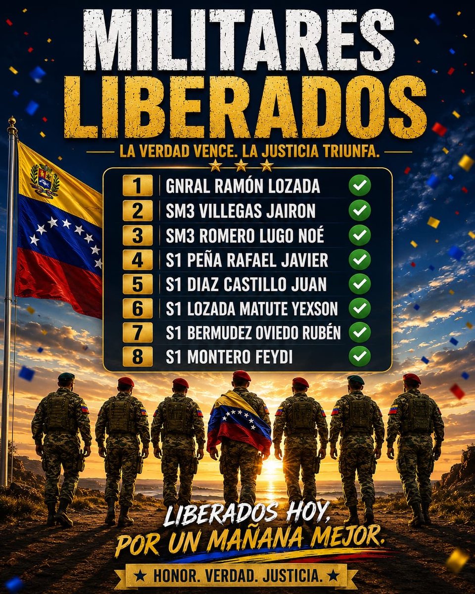 RodriguezAranaJ's tweet photo. Héroes en libertad.. Militares de honor con la satisfacción del deber cumplido y con una cara que jamás tendrán que bajar. https://t.co/rF4fEFmlXB