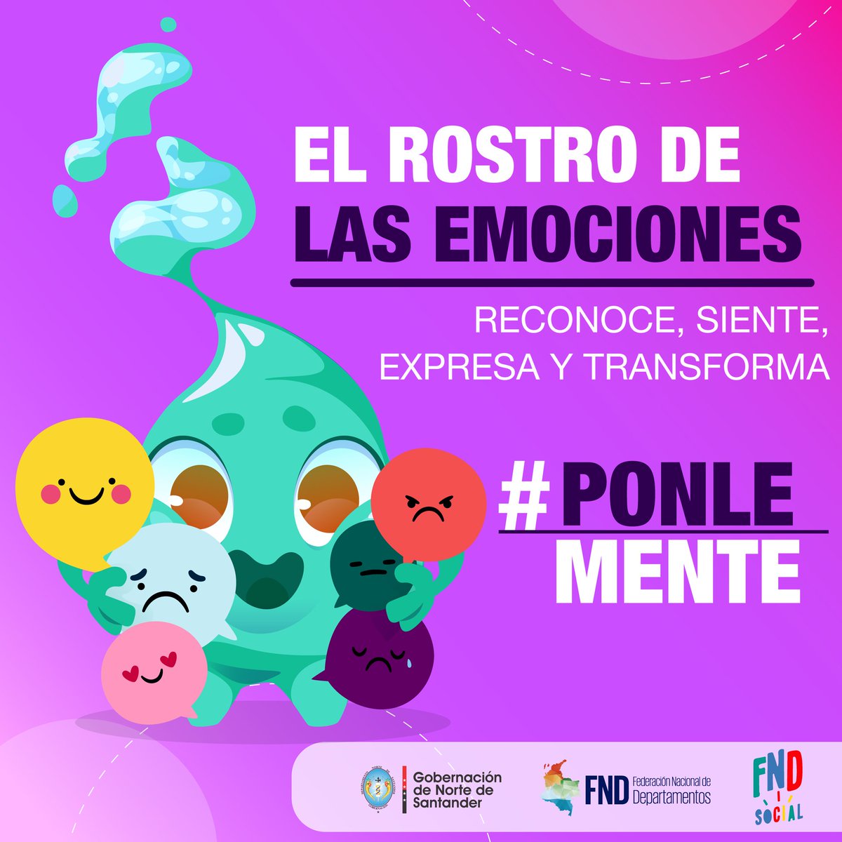 GoberNorte's tweet photo. Con #ElRostroDeLasEmociones, iniciativa de la #FNDSocial @FNDCol, niñas y niños de #NorteDeSantander, entre 5 y 11 años, aprenderán cómo reconocer, expresar y gestionar sus emociones: alegría😃, tristeza🙁, enojo😡, miedo😨 y envidia.🙄 

#SaludMental #PonleMente https://t.co/96dVQkotoB
