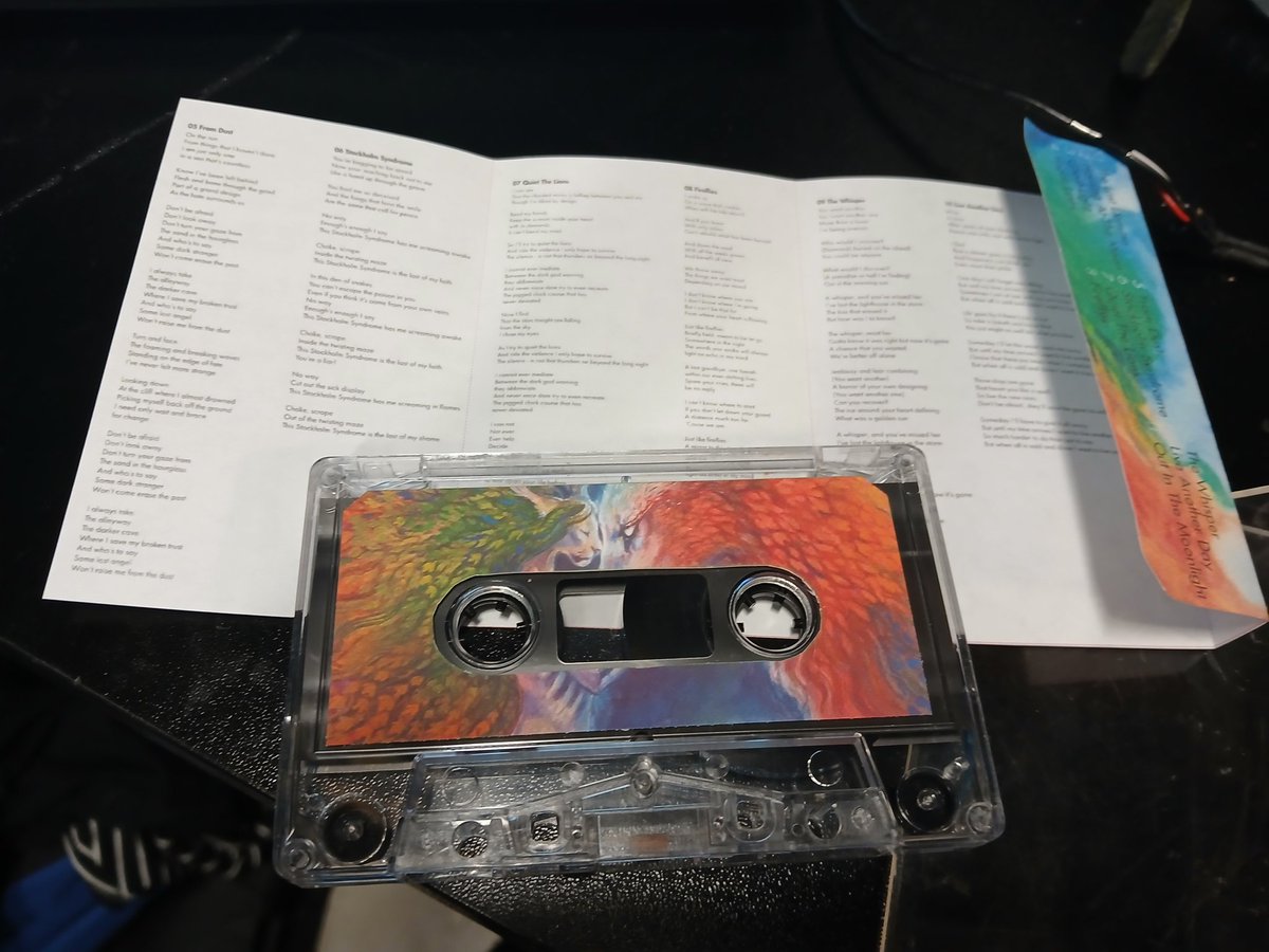 polarisvoid's tweet photo. I bought #Skyhill 's last album signed on vinyl a few years ago when it came out, it's one of my favorite albums of all time. I've been doing a lot of stuff with cassettes recently so I put #OutInTheMoonlight on an old tape and spent hours making the perfect j-card and cover: https://t.co/CRpcpF4AOC