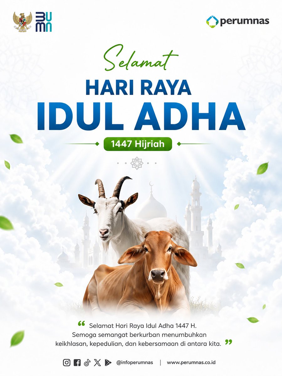 infoperumnas's tweet photo. 🌙 Selamat Hari Raya Idul Adha 1447 Hijriah

Momentum Idul Adha mengajarkan nilai keikhlasan, pengorbanan, dan kepedulian terhadap sesama.

#IdulAdha1447H 
#Perumnas 
#BerbagiKebaikan 
#BerkurbanUntukSesama https://t.co/kiGzatTlkS