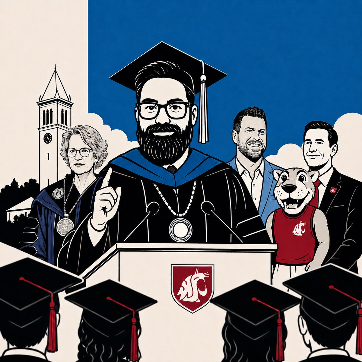 Ryan21L's tweet photo. WSU didn’t have a commencement speaker this year. So I wrote the speech myself. Ed Murrow. Ryan Leaf. Compound interest. Hard truths. Work-life balance. Go Cougs. #gocougs #wsu @WSU_Cougar_Pres @WSUPullman @CougfanCOM #washingtonstate #seattle 
 https://t.co/y9f3lIber7 https://t.co/I4123LQby4
