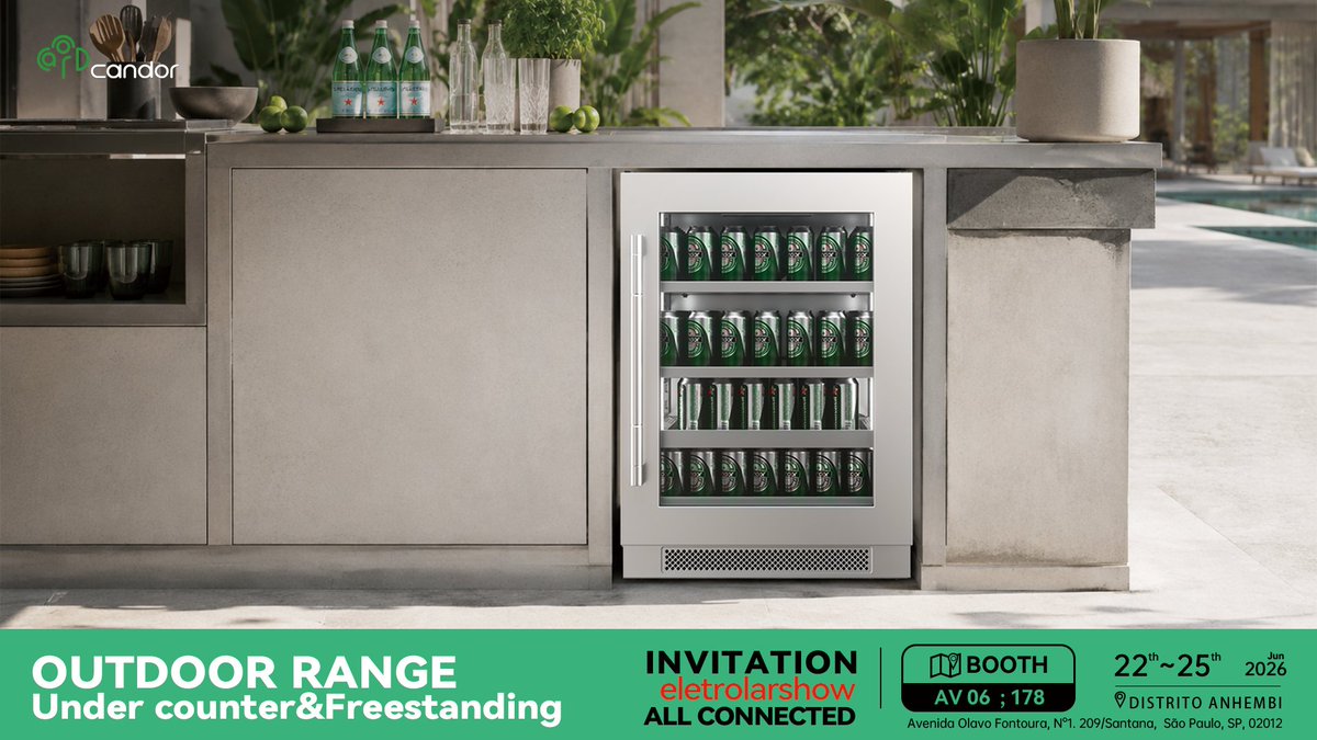 CandorLtd's tweet photo. At Eletrolar Show Brazil 2026, Candor will be showcasing our Outdoor Beverage Cooler Range.
📍 Visit us at Booth AV 06 | 178
📅 June 22nd–25th, 2026
📍 Distrito Anhembi, São Paulo, Brazil
Looking forward to connecting with industry partners.
#Candor #CandorCooler #BeverageCooling https://t.co/OzXqjW8RAA
