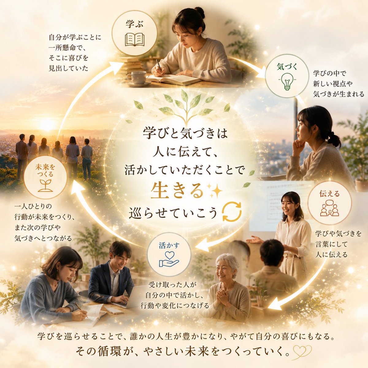 CrystalMindSet1's tweet photo. 【学びの巡り】

今までは自分が学ぶことに一所懸命で
そこに喜びを見出していたけれど、
それだけでは一方通行なことに気づいた。

学びと気づきは人に伝えて、
活かしていただくことで生きる✨
巡らせていこう🔄

#巡り https://t.co/alXxkKxkIO