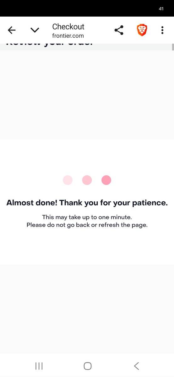 scottrothstein's tweet photo. @FrontierCorp I've clicked on an ad &amp; told to call, called &amp; gotten frustrated after 3 minutes of the automated system not understanding, now gone through the whole online process via another ad only to have this for over 5 minutes! It doesn't give me confidence in your service! https://t.co/dgXDCDTVQb