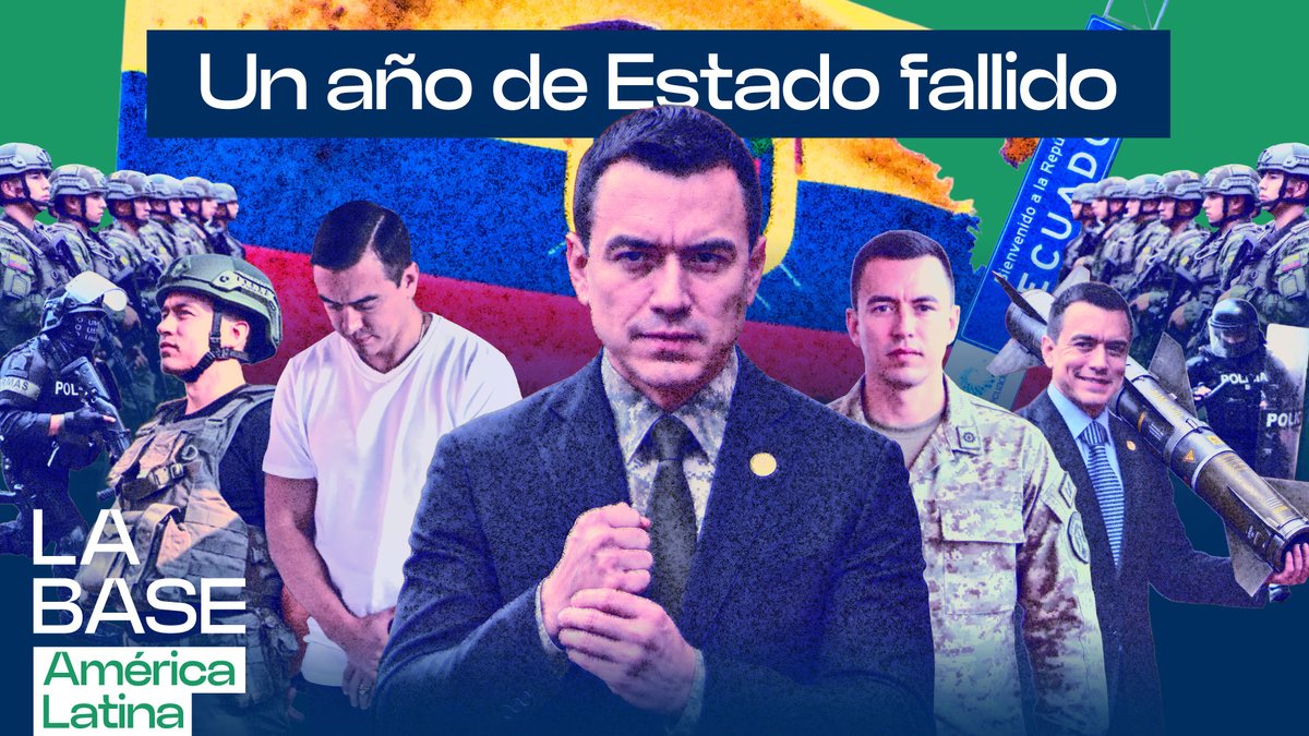 LaBaseAmLat's tweet photo. 🔴 ¡EN VIVO AHORA!

🇪🇨 Hoy en #LaBaseAmLat analizamos el primer año de Daniel Noboa en Ecuador: militarización, censura, ajuste económico, presencia de EEUU y un país convertido en laboratorio neoliberal.

¿Ecuador es el modelo que Washington y el FMI quieren imponer en América Latina?

📺  https://t.co/PoDQuZaCEO