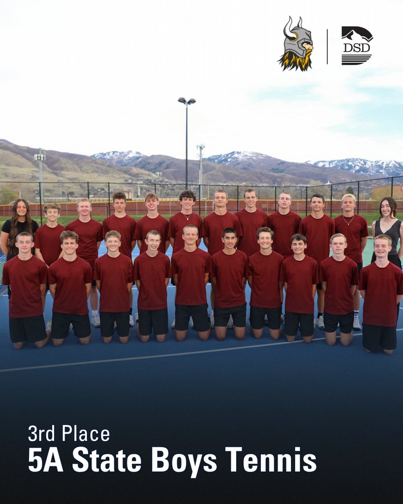 DavisSchools's tweet photo. Viewmont High School’s boys tennis team earned 3rd place overall at the 5A State Championship. An impressive season highlighted by hard work, teamwork and Viking pride.

Congratulations to the players and coaches on an outstanding state performance. Way to go, Vikings. https://t.co/lHa2FtIuib
