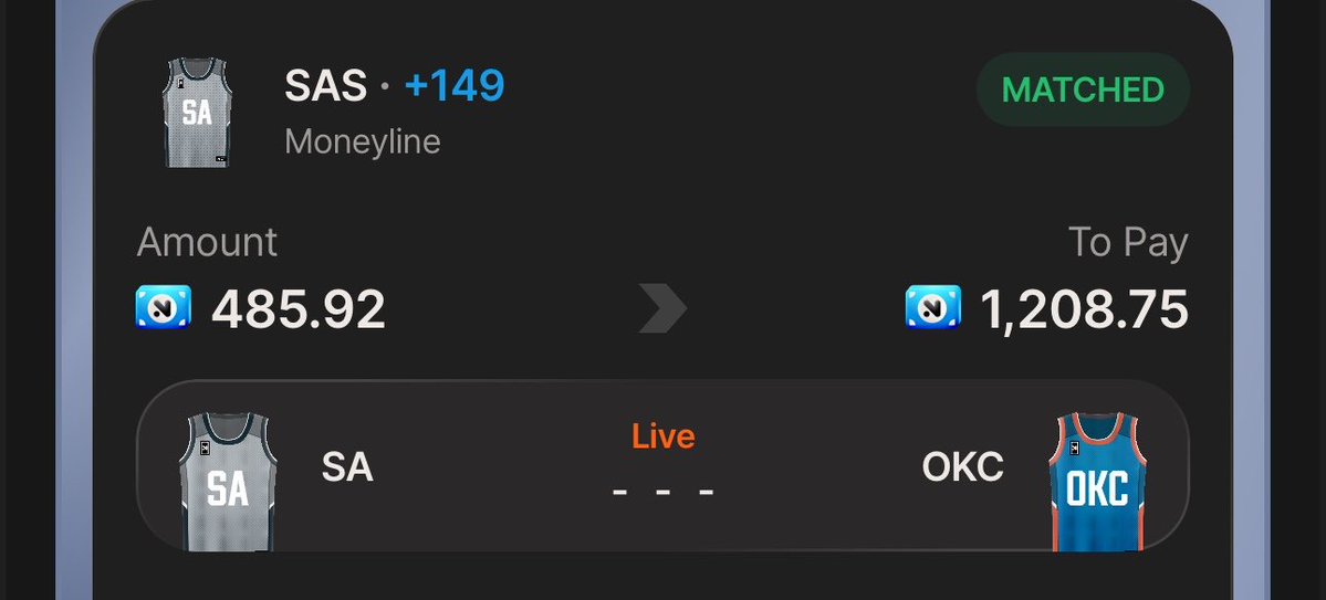 MovingUnit_'s tweet photo. San Antonio Spurs ML (+149)
at Oklahoma City Thunder https://t.co/LW3QfFTd98