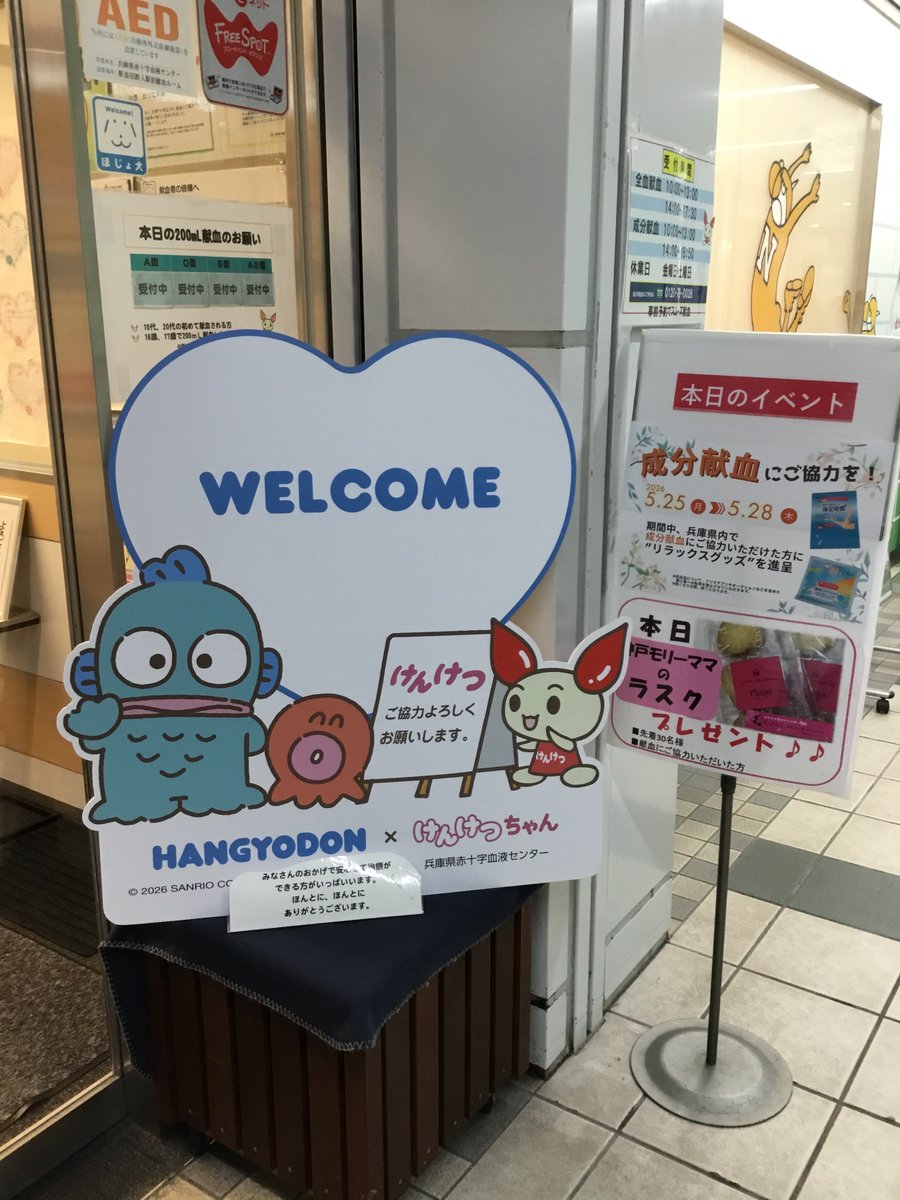 kenketsu_nagata's tweet photo. おはようございます😃
本日は、【神戸モリーママ様】より、先着30名様の方に、〝ラスクプレゼント〝がございます🍩
400mL献血、ご予約枠に、沢山の空きがございます💦
雨模様☂️ですが、皆様のお越しをお待ちしております🙇‍♂️ https://t.co/zGe6HhweMC