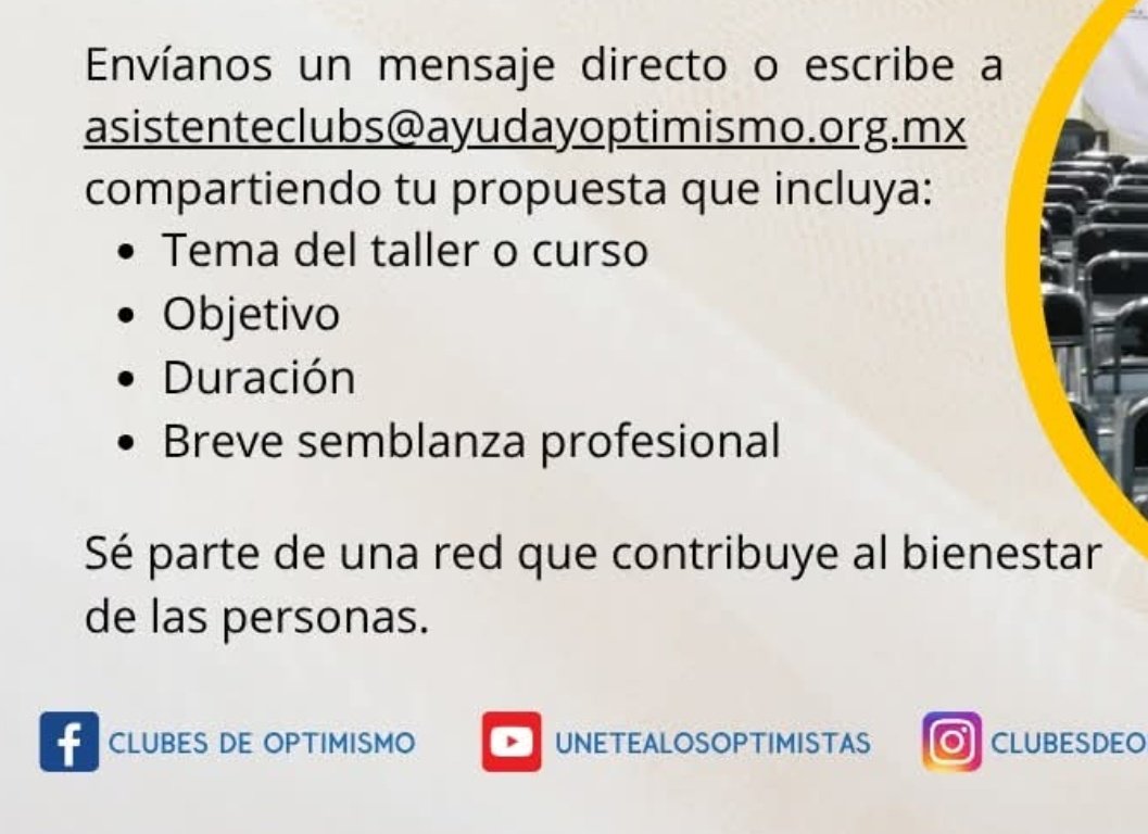 ayudayoptimismo's tweet photo. @Poetaconmusa Claro, mándanos tus datos al correo para ponernos en contacto 💛 https://t.co/0m0vrclGbg