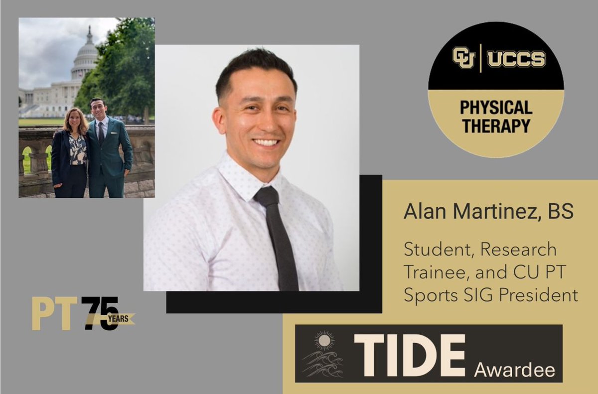 MHarrisLove1's tweet photo. 🎉 Congrats to @CUPhysTher student, Alan Martinez, on acceptance to the TIDE Research Mentorship Program! A well-deserved recognition of his leadership &amp; commitment to physical rehabilitation research. 

#PhysicalTherapy | @CUPhysMed | @CUAnschutz https://t.co/p4D9bFwlTW
