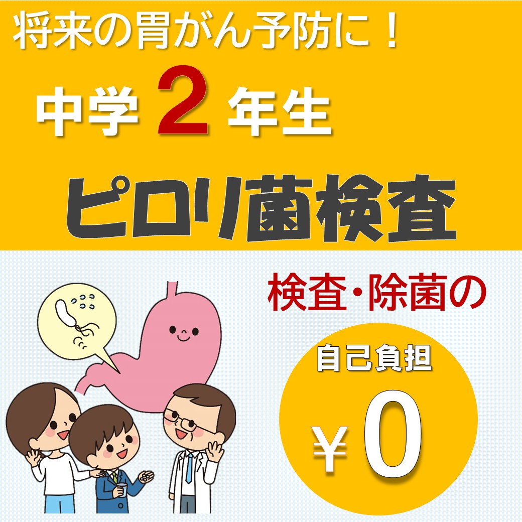 中学2年生のピロリ菌検査・除菌等が無料！】 胃の粘膜に炎症を起こす