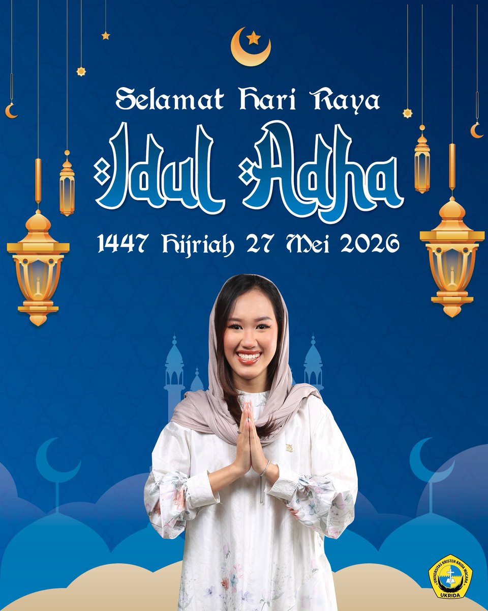 UKRIDA's tweet photo. Selamat Hari Raya Idul Adha 1447 Hijriah Tahun 2026 ✨

Idul Adha mengajarkan tentang ketulusan, keikhlasan, dan arti berbagi kepada sesama. Semoga semangat pengorbanan dan kepedulian senantiasa membawa kebaikan serta mempererat persaudaraan.

Taqabbalallahu minna wa minkum 🤍 https://t.co/SoqOx2k7LZ