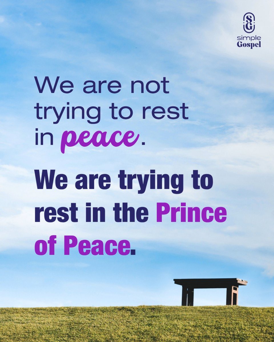 podsimplegospel's tweet photo. Real rest is NOT the absence of trouble. Real rest is the PRESENCE of Jesus.
🎥 "What Will Your Tombstone Say? A Memorial Day Walk" full recording here: https://t.co/KJpLJzl6aD
#SimpleGospel #PrinceOfPeace #RestInChrist #Jesus #Peace https://t.co/b8b4Quo2MR