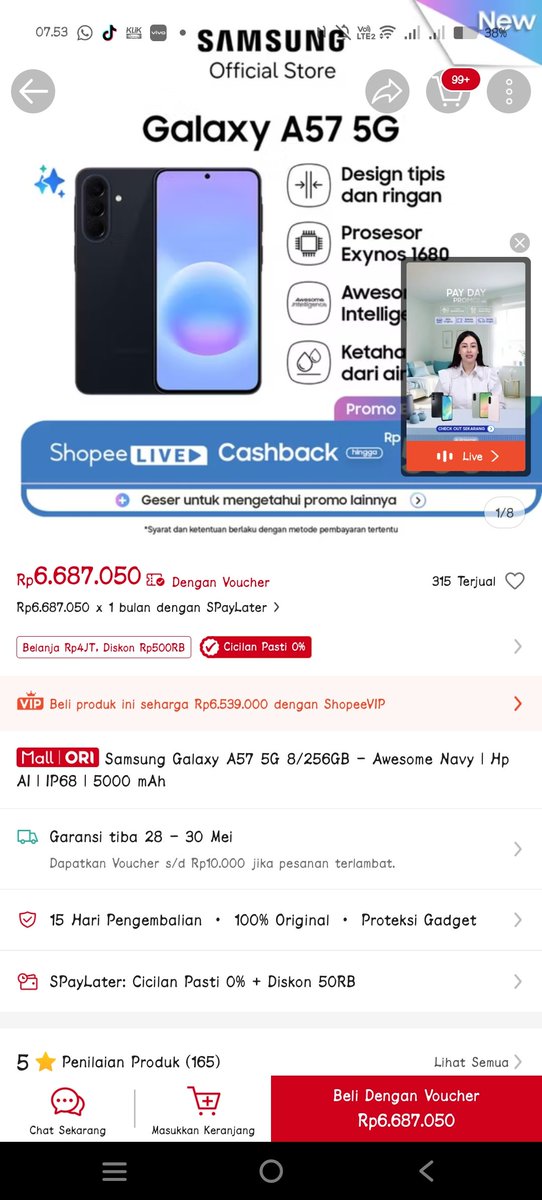 faniawra's tweet photo. @ShopeeID Desain slim &amp; performa kuat Exynos 1680 di Galaxy A57 5G, jadi bebas Explore Cross Passion Mission &amp; ngelakuin banyak hal yang aku suka #GalaxyA57withShopee https://t.co/iprJ5QTGlB
