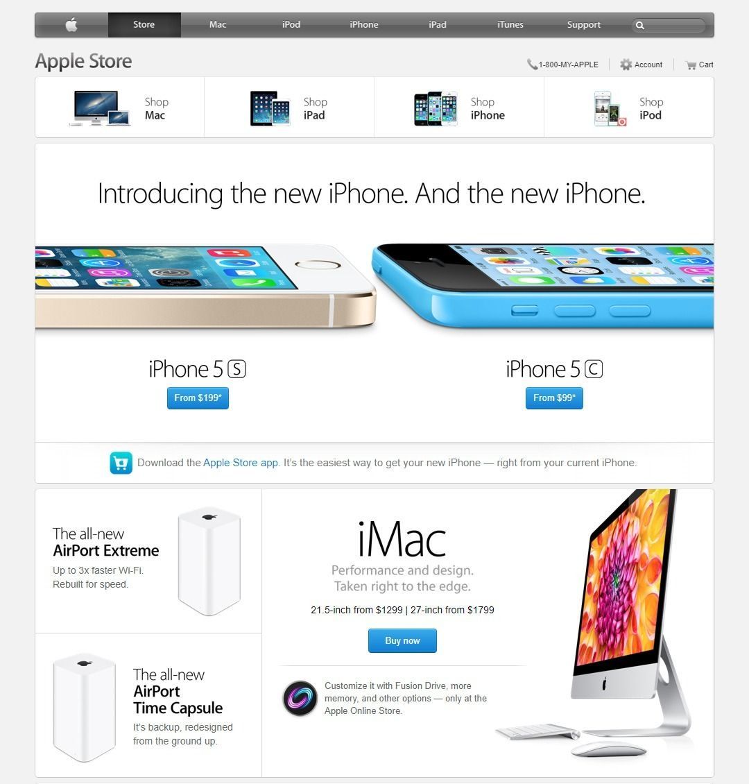 old_memory's tweet photo. The Apple Store homepage in 2013 https://t.co/MIq1v1wnRw