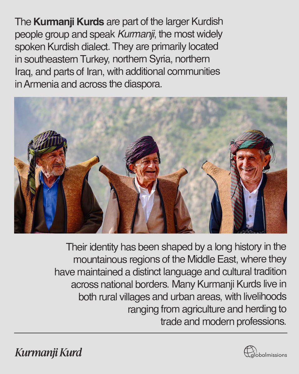 UPCIMissions's tweet photo. The Kurmanji people of the Eurasia/North Africa region remain one of the many unreached groups still waiting to hear the Gospel—let’s pray for open doors, bold laborers, and a harvest of souls ready to receive truth 🙏🌍 #UnreachedPeopleGroup
#PentecostEveryDay #UPCI https://t.co/kQpIr2MEfd