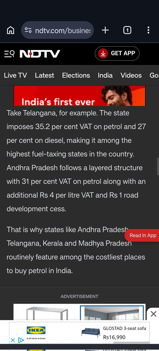 mv_arunkumar's tweet photo. @revanth_anumula Dear CM, 35.2% VAT on Petrol is Huge. State should reduce the fule price on rising the cost for Daily commuters.

@KTRBRS @KTR_News https://t.co/JMAl5r9QG0