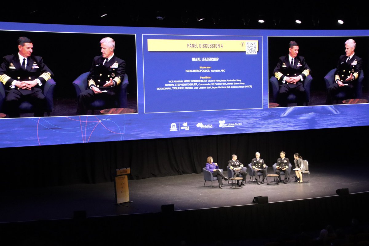 USEmbAustralia's tweet photo. .@USPacificFleet Commander Admiral Steve Koehler joined 🇦🇺 and 🇯🇵 allies at the Indian Ocean Defence &amp; Security Conference in Perth to discuss naval leadership. #IODS2026 https://t.co/fzQQbMnF4L