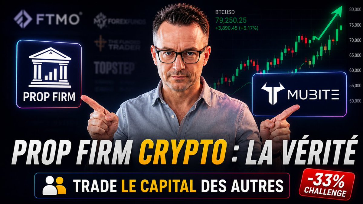 mathtremblay01's tweet photo. Les pubs de prop firms sont partout.
Mais est‑ce que c’est vraiment une bonne idée pour un trader crypto ?
Dans cette vidéo, on décortique :

le vrai modèle des prop firms (comptes financés, drawdown, profit split)

les avantages et les pièges

la différence entre les firmes forex/indices et les nouvelles prop firms 100% crypto

pourquoi je m’intéresse à Mubite, basée à Prague, avec intégration Bybit + Cleo pour trader la crypto 24/7

Pas de promesse magique, juste un cadre pour comprendre si ce modèle a du sens pour toi.

⏰ 21h (Québec) / 8h (Asie)

▶️https://t.co/L4WsV0VBZb