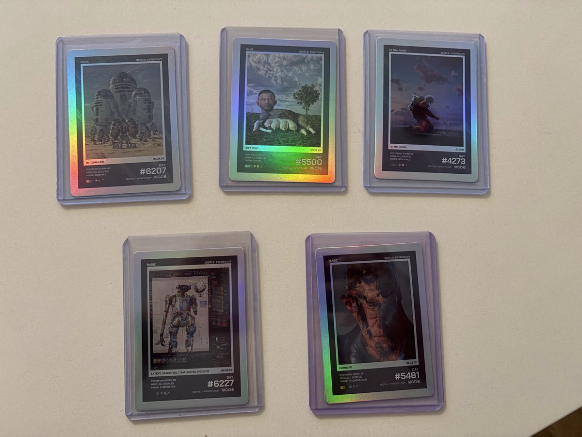 OohboyJ's tweet photo. Couldn’t resist and opened my last 4 Beeple/Node Trading Card packs…

2 more Triple Bs and another legendary!!! Luck has been on my side! https://t.co/GWNSgRvJvL