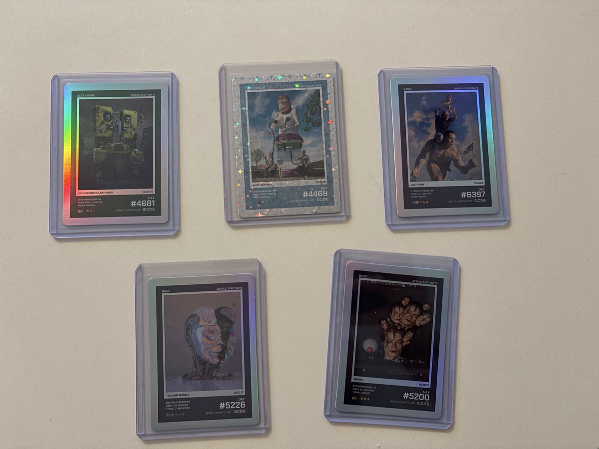OohboyJ's tweet photo. Couldn’t resist and opened my last 4 Beeple/Node Trading Card packs…

2 more Triple Bs and another legendary!!! Luck has been on my side! https://t.co/GWNSgRvJvL