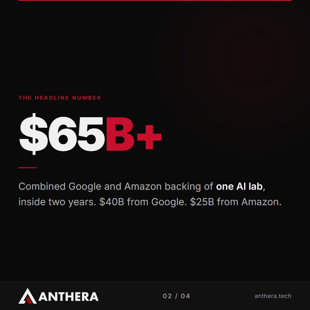 marcusting's tweet photo. Google committed $40B to Anthropic. $10B immediate, $30B performance-based. Plus Amazon's $25B. The hyperscalers are buying compute futures as much as equity. A multi-polar AI market is better for enterprise procurement than any single dominant vendor.
#EnterpriseAI https://t.co/CLgJvSjRnp