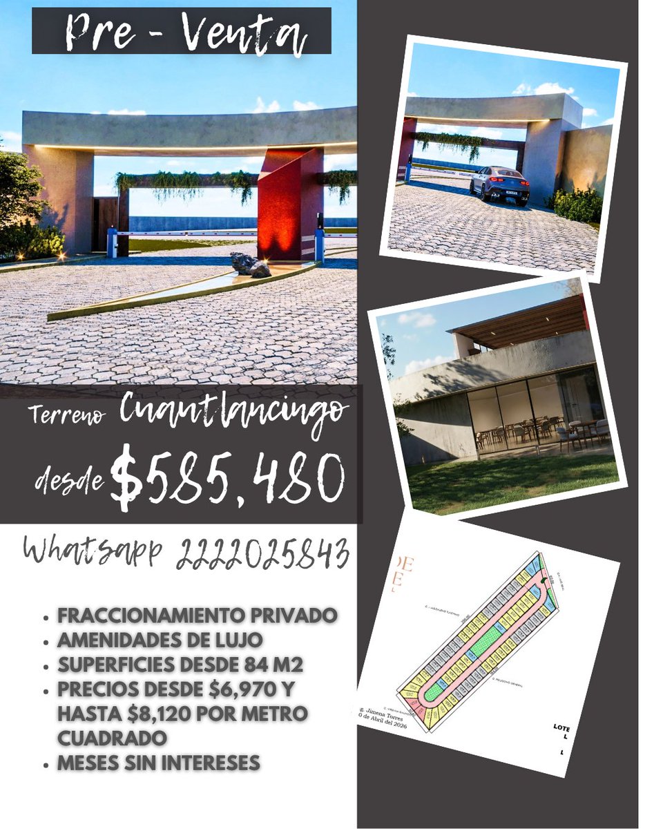 MarianaPRealty's tweet photo. Pre – Venta Terrenos

Crédito Directo – Inversión – Patrimonio – Residencial – Lujo

Desde $585,480.00

Superficies desde 84 metros cuadrados

Agenda tu Recorrido al whatsapp +52 2222025843 https://t.co/Rin8OrQNKi