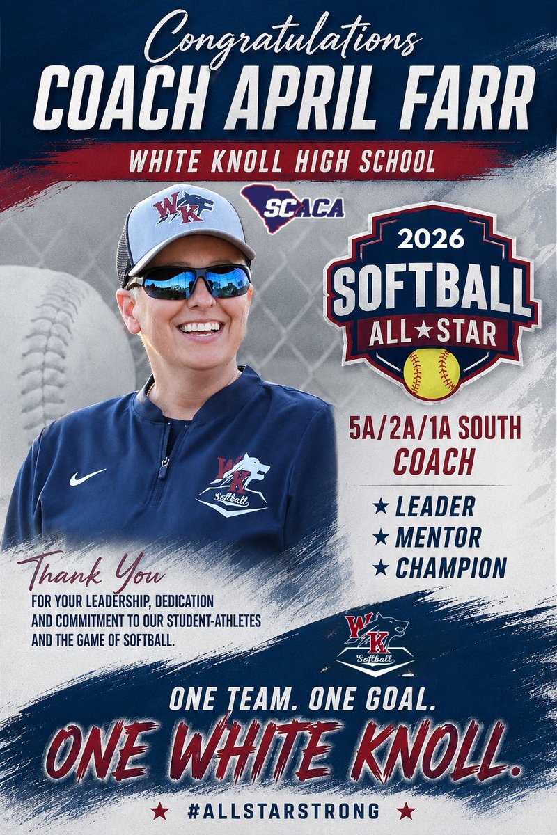 WKHSsoftball's tweet photo. Congratulations to Lilly Priest being selected to the North/South All-Star game and to Coach Farr as one of the  All-Star Coaches. https://t.co/XuBJ8u3vL8